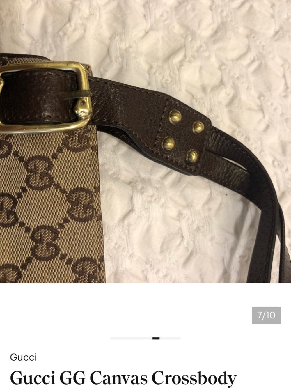 Gucci Beige/Brown GG Canvas Crossbody Bag with Dark Brown Trim - Picture 4 of 7